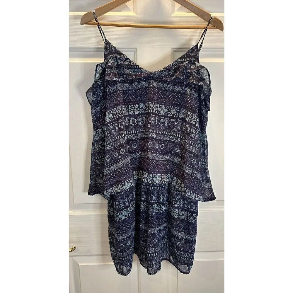 Xhilaration Romper Womens XL Sleeveless Spaghetti Strap Colorful Blue Green